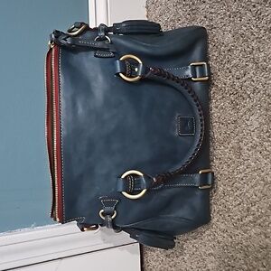 Dooney Bourke Florentine Leather Satchel Blue Denim. Very good!
